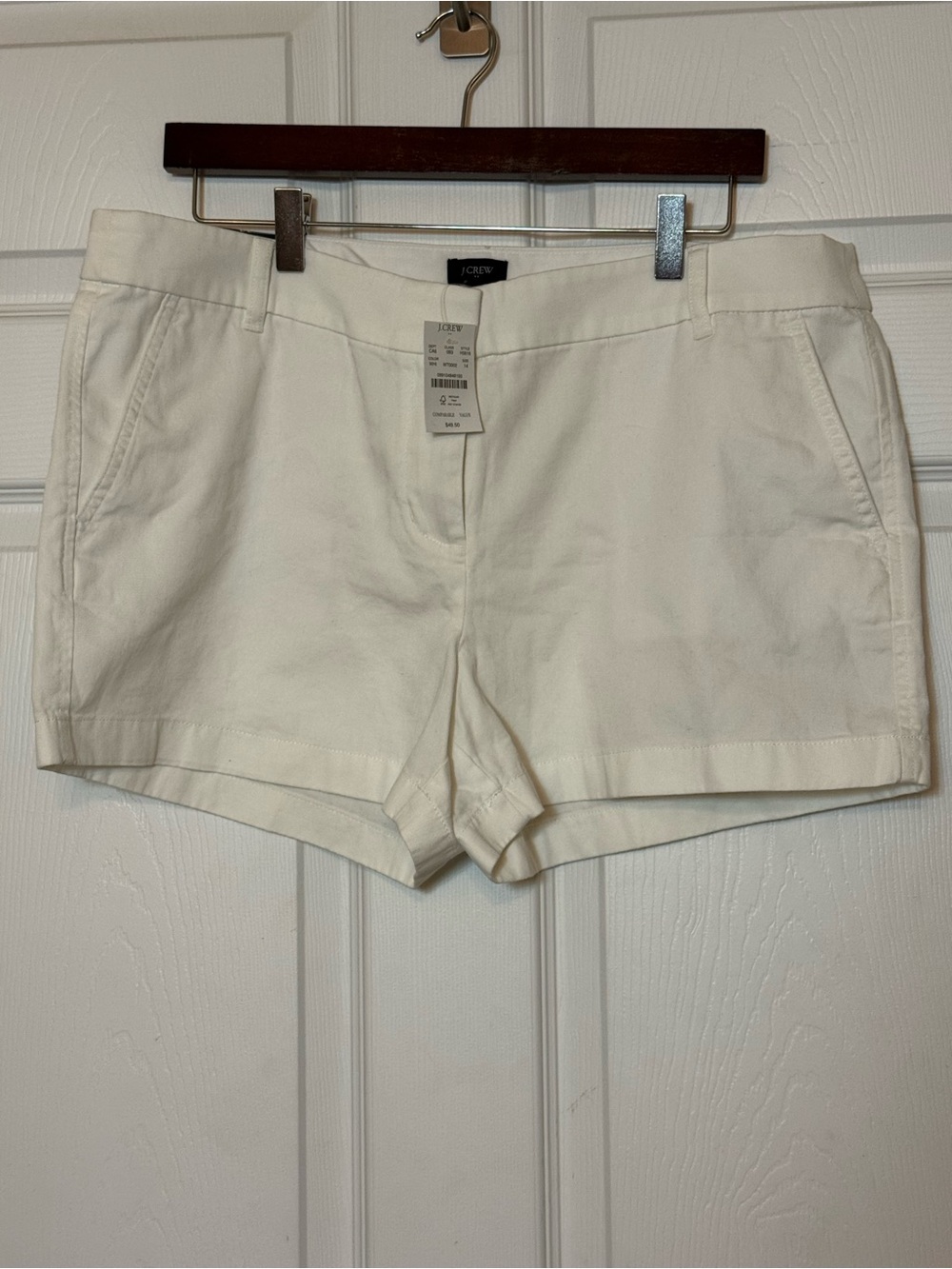 J. Crew White High-Rise Cotton Blend Shorts